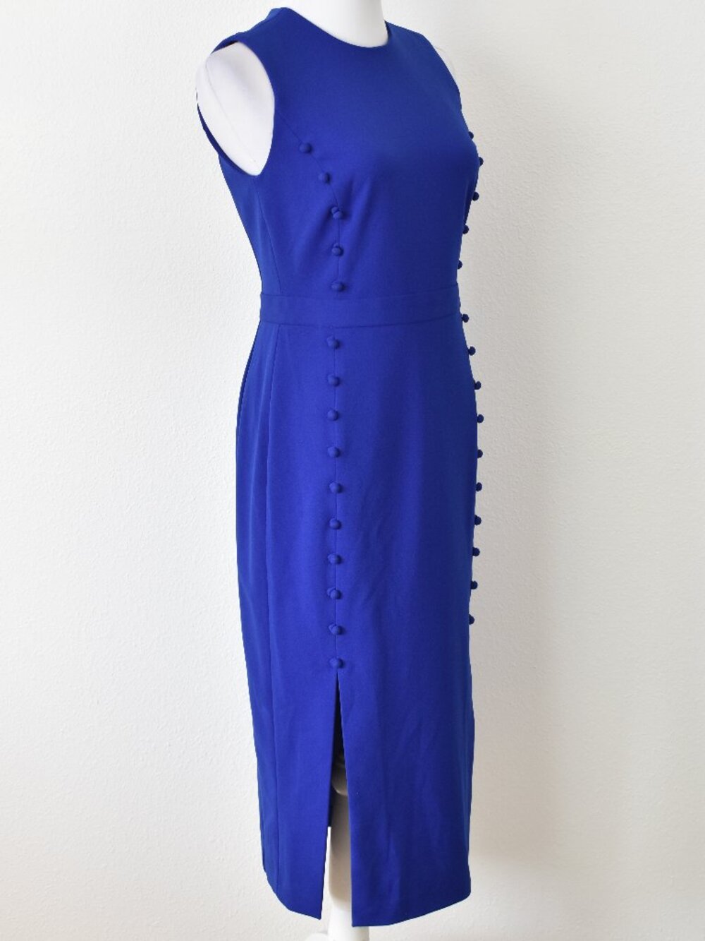 Calvin Klein Button Trim Side Slit Midi Sheath Dress - 4 - Picture 6 of 9